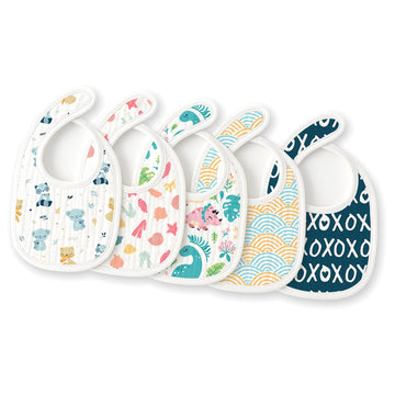 Tidy Sleep Muslin Pure Cotton 3 Layer Baby Bibs, Ultra Soft Skin Friendly Pure Cotton Baby Bibs Assorted Colour (5)