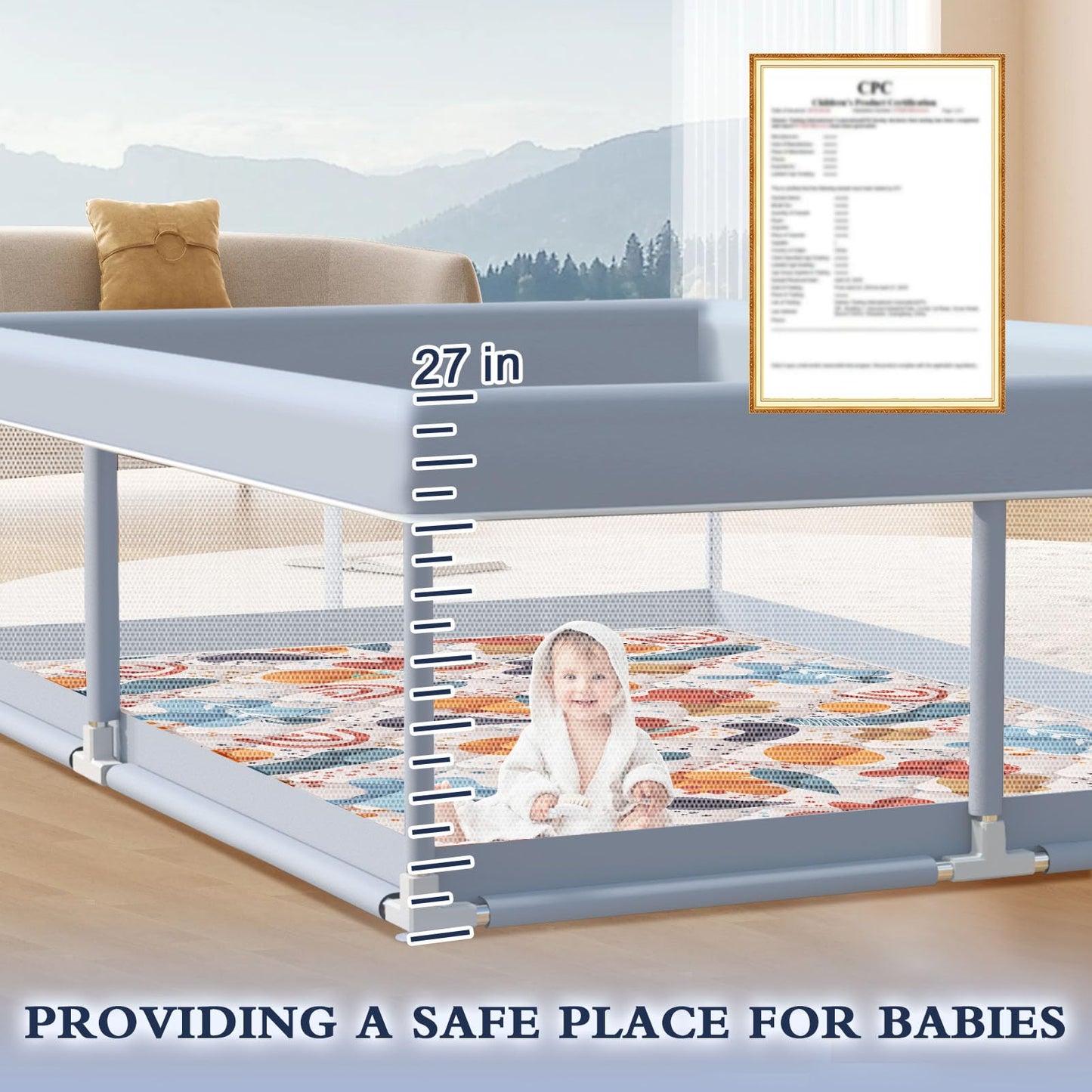 Xvishx 65 X 50 Inch Baby Playpen With Mat, Playpen For Babies And Toddlers, Baby Play Pen Playard For Indoor & Outdoor Active Ce