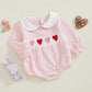 Mlpeerw My First Valentines Day Baby Girl Outfit Newborn Heart Smocked Bubble Romper Bodysuit Cute Valentines Day Clothes (B Val