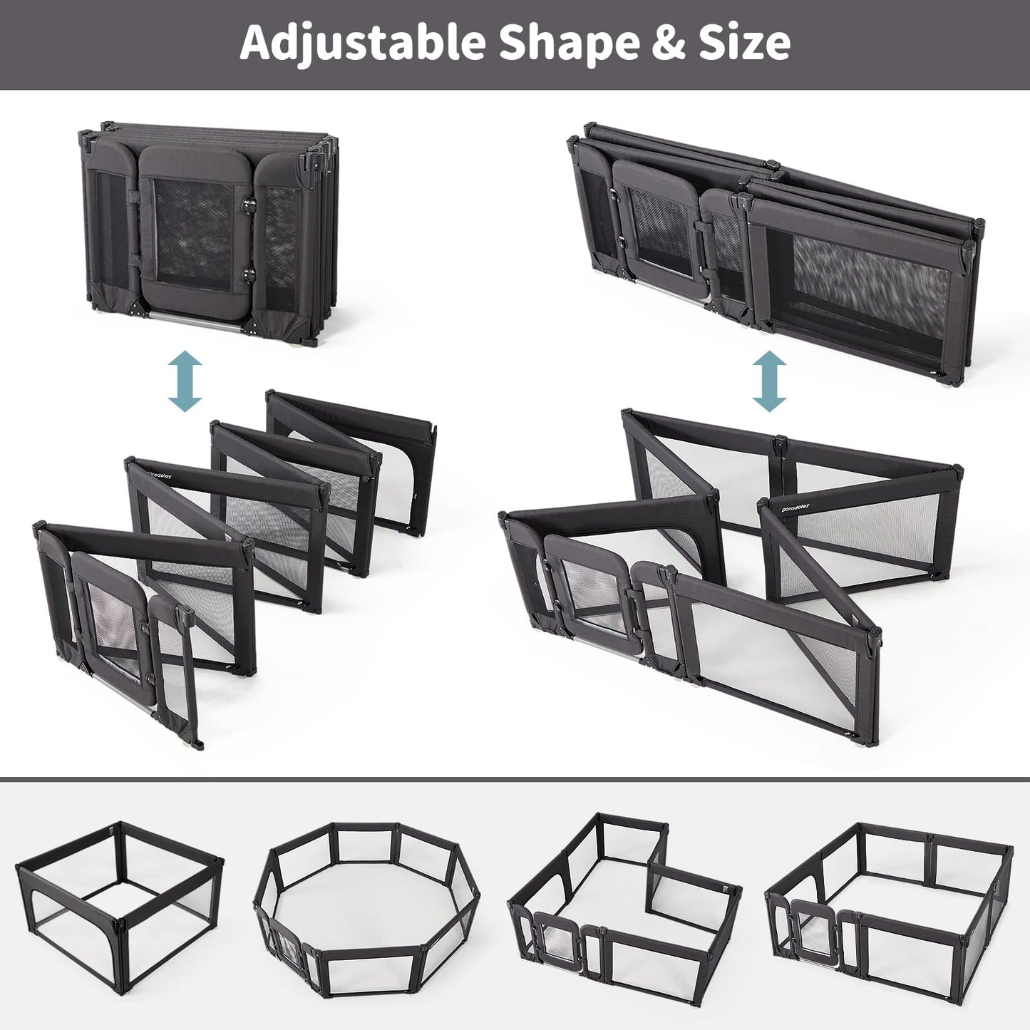 Baby Playpen With Door, Foldable Adjustable Play Pen For Babies And Toddlers,Heavy-Duty Play Yard Fence Play Area, Large Toddler