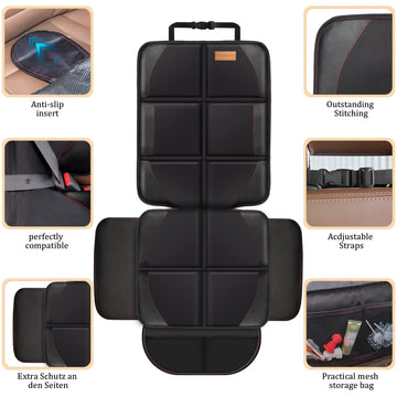 Car Seat Protector, 2 Pack, Thickest Padded 600D Fabric Padding, Waterproof, Durable, Anti Slip Backing, Child Seat Protection,