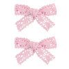 LDDCX Lace Hollow Hair Handmade Bows for Toddler Girls, Baby Hair Clips. Headdress Hair Accessories (FJ39-Pink)