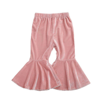 Toddler Bell Bottoms Baby Girls Ruffle Leggings Bell-Bottomed Flare Pants Trousers (E-Pink, 3-4T)