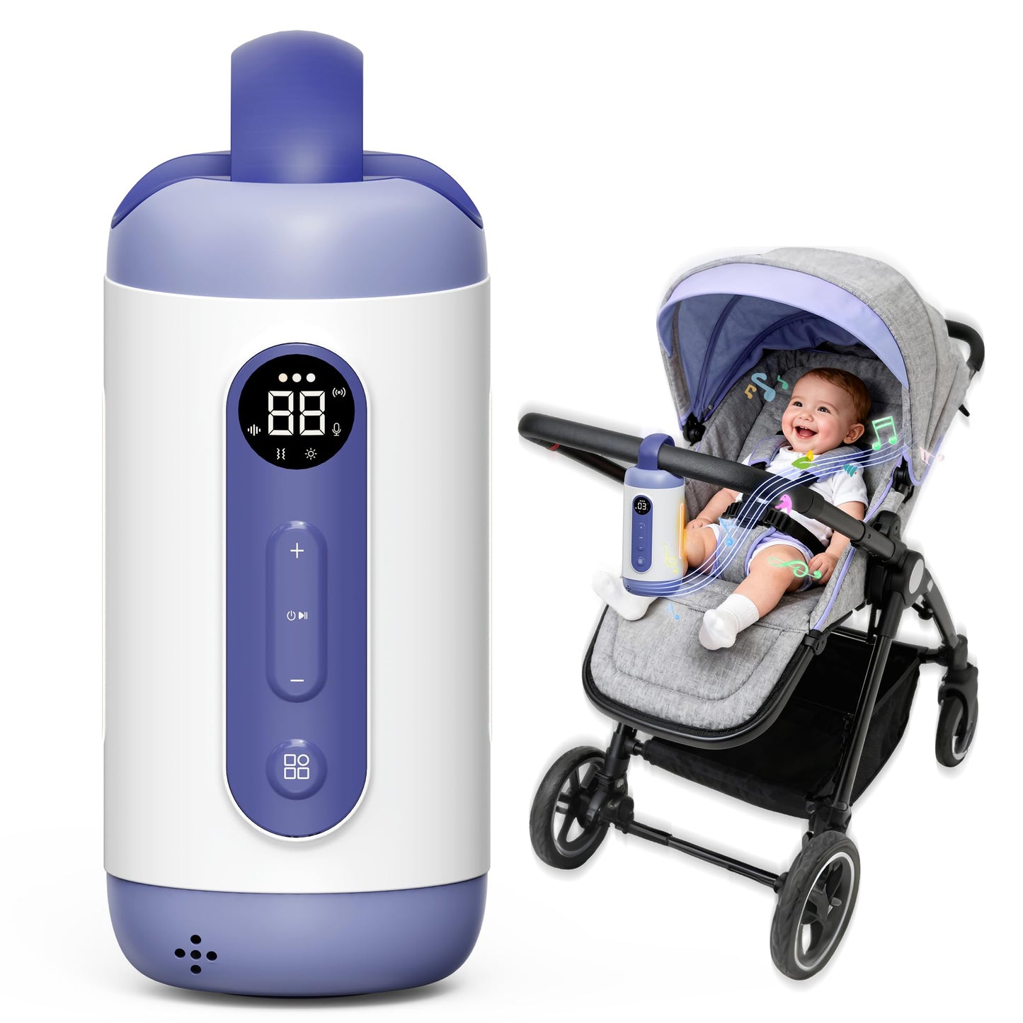 Rechargeable Hands-Free Baby Rocker & Sleep Soother - Portable Vibration Device with 6 Levels, 21 Melodies & Smart Sensor - Fits