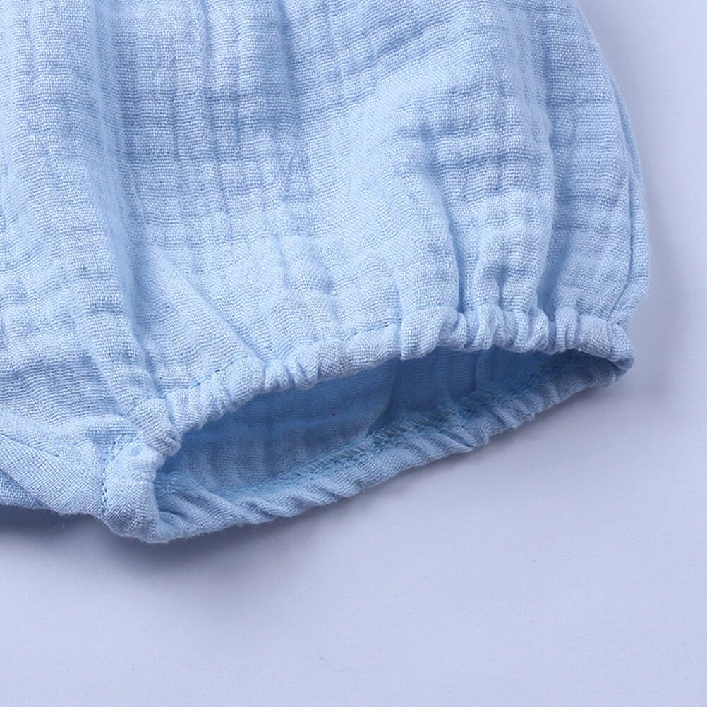 Rukosu Baby Girls Boys Bloomers Newborn Toddler Kids Unisex Cotton Linen Shorts Solid Color Cute Pp Pants Blue 12-24 Months