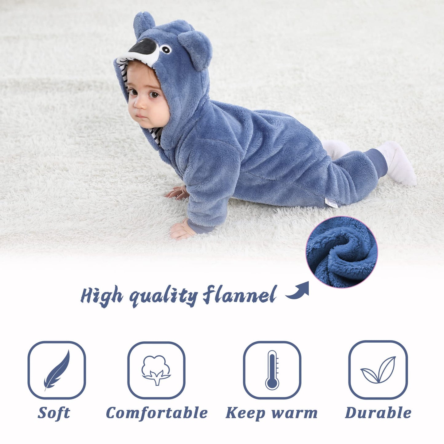 Tonwhar Infant And Toddler Halloween Cosplay Costume Kids' Animal Outfit Snowsuit(6-12 Months,Blue Koala)