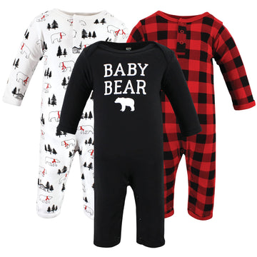 Hudson Baby Girls Unisex Cotton Coveralls, Buffalo Plaid Bear, 6-9 Months, Buffalo Plaid Bear, 6-9 Months Us