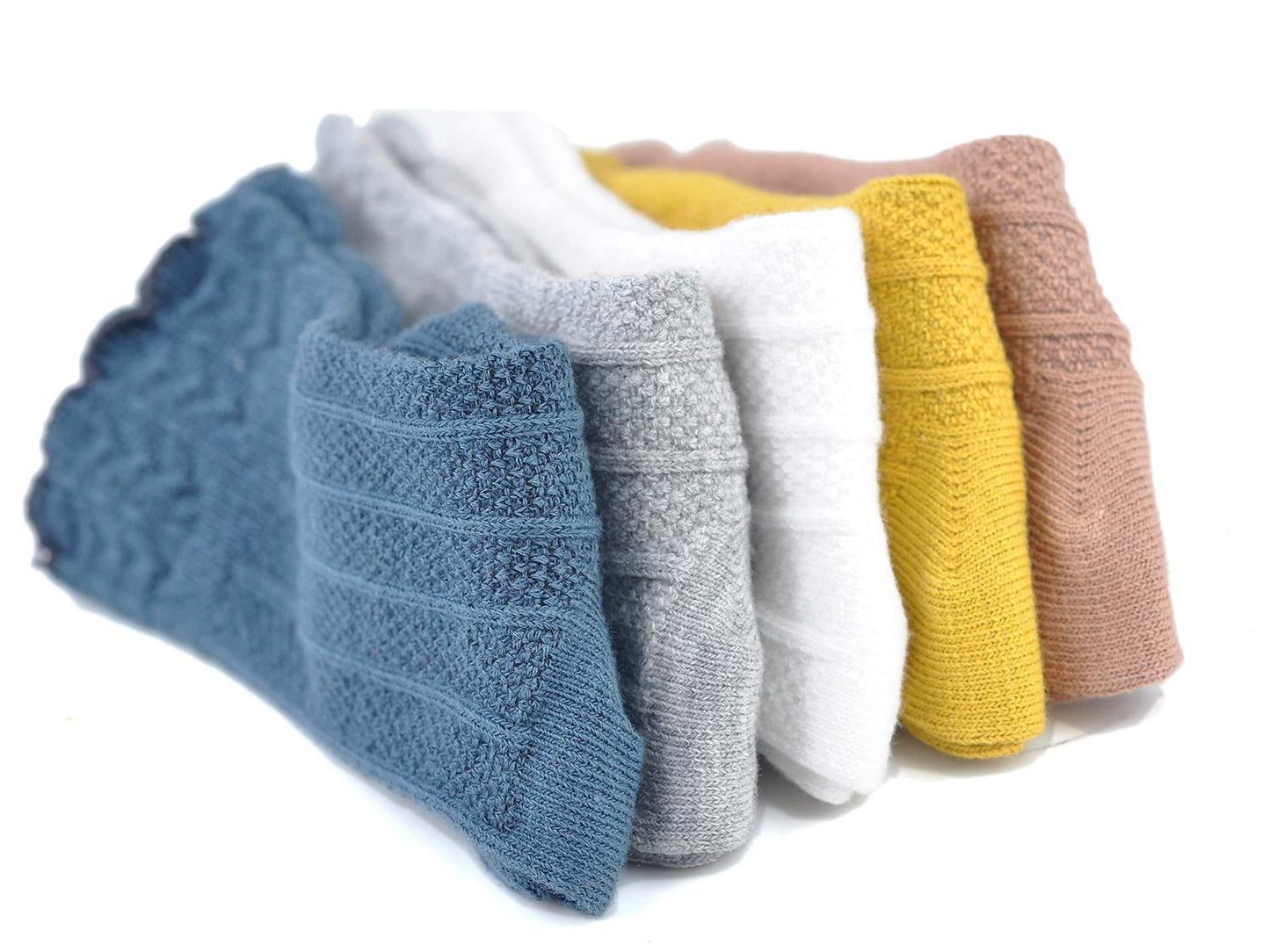 Epeius 5 Pair Pack Baby Girls Boys Uniform Knee High Socks Infants Baby Tube Ruffled Stockings For 0-6 Months,White/Grey/Yellow/