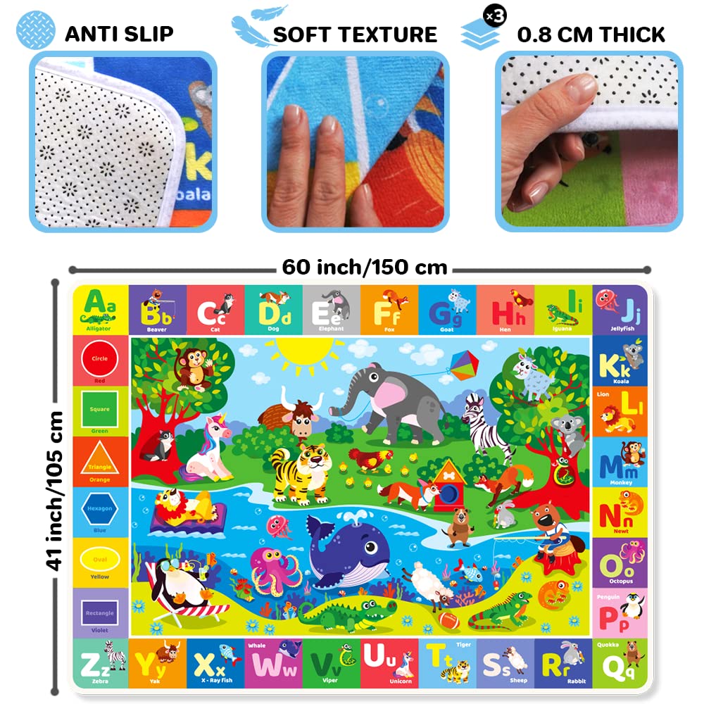 Quokka Baby Floor Play Mat - Super Soft Plush Surface Abc Rug For Toddlers & Infants - Extra Thick (0.8Cm) Non-Slip Padded Nurse