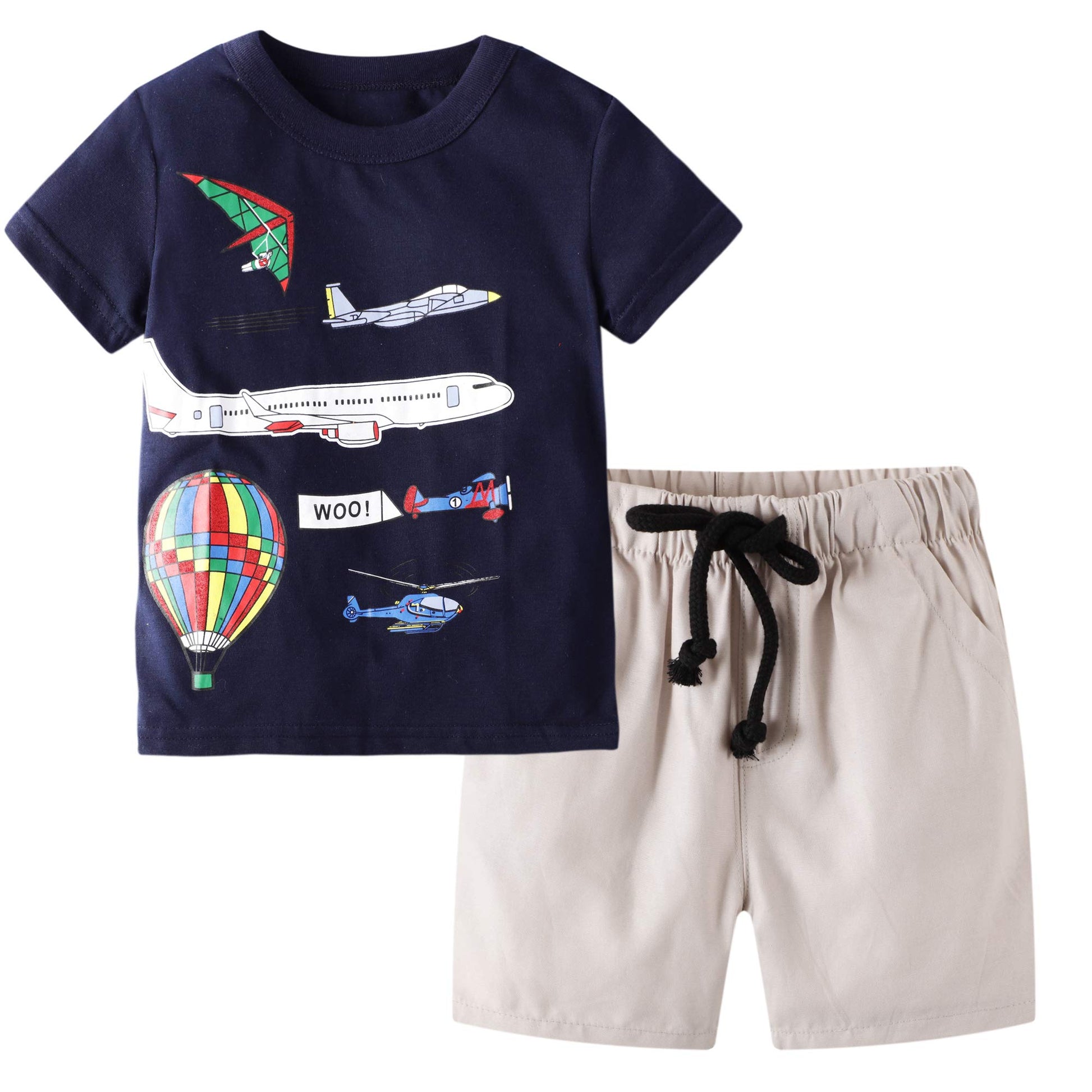 Bibnice Toddler Boy Clothes Kids Summer Cotton Outfits Little Boys Short Sleeve Tee And Shorts Set Rocket Size 4T