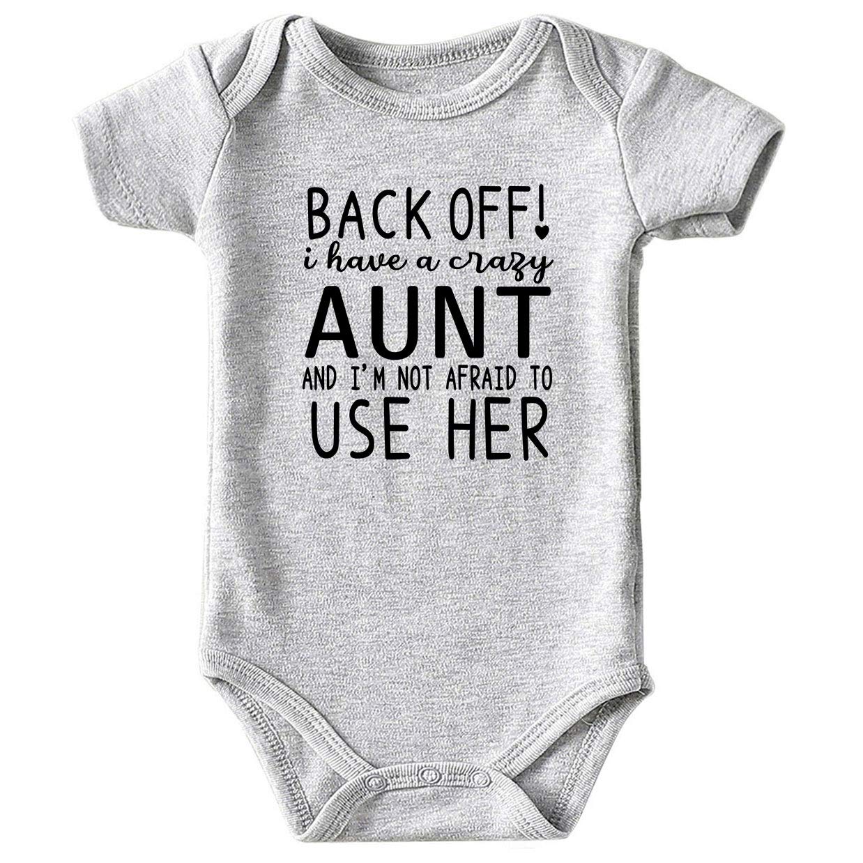 Azzwnee Crazy Aunt Baby Boy Clothes Unisex Funny Baby Girl Baby Bodysuit Gray 3-6 Months