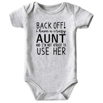 Azzwnee Crazy Aunt Baby Boy Clothes Unisex Funny Baby Girl Baby Bodysuit Gray 3-6 Months