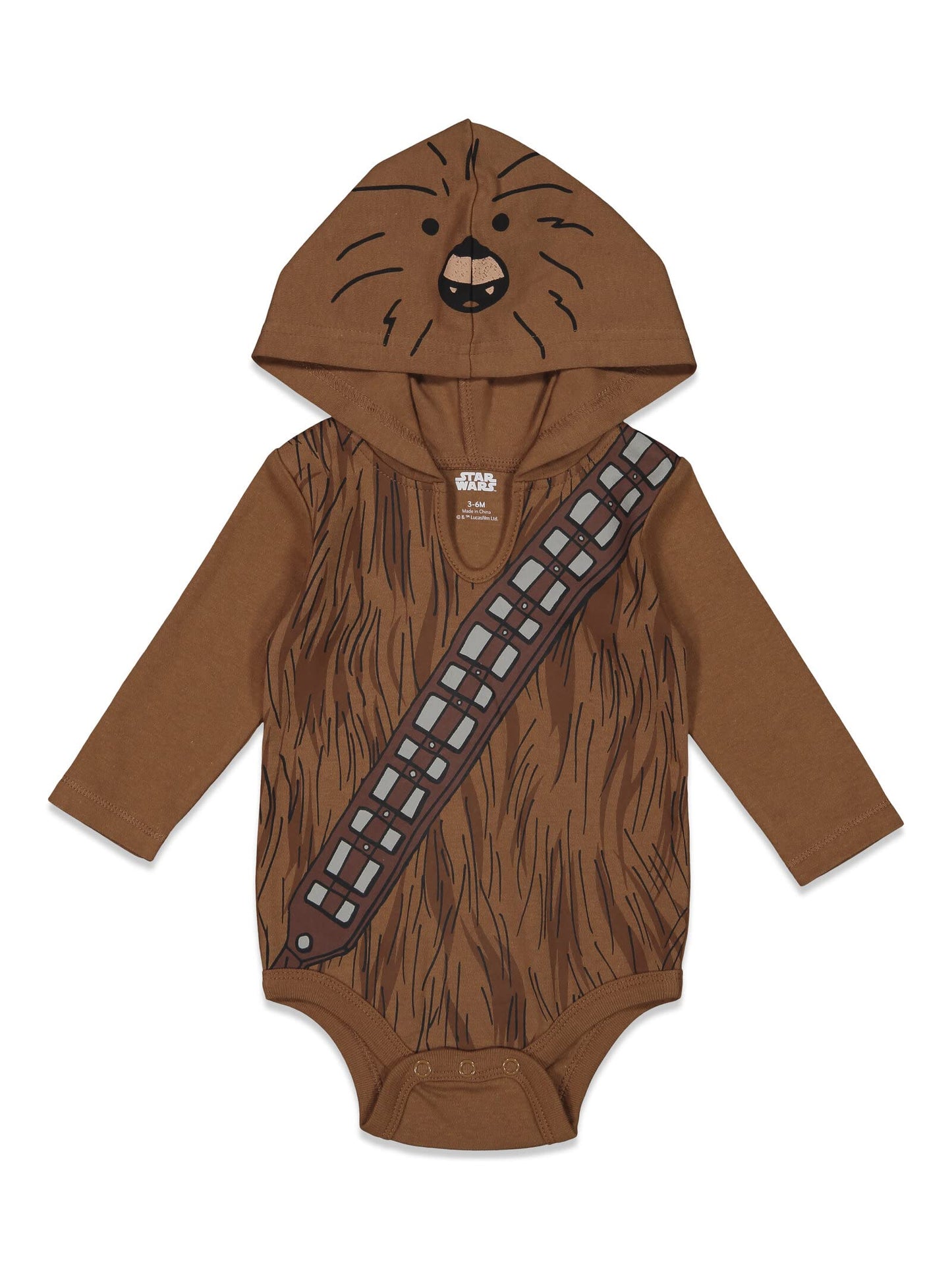 Star Wars Darth Vader R2-D2 Chewbacca Newborn Baby Boys 3 Pack Bodysuits White/Brown/Black 3-6 Months
