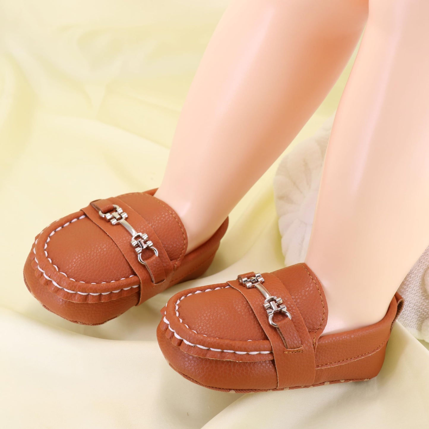 Lonsoen Infant Shoes Boys Loafers Baby Girls Crib Moccasins Classic Synthetic Leather Wedding Dress Shoes,Bay209 Brown 0-6 Month