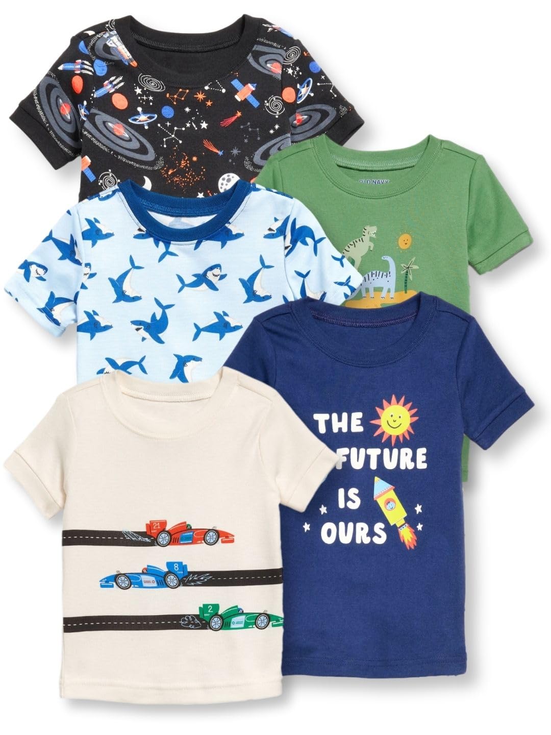 Tuddybuddy Boys 100% Organic Cotton Ribbed Short Sleeves Tops/TShirt (2 Years3 Years, Pack Of 5, Assorted)