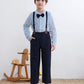 Baby Boys Dress Clothes, Toddlers Boys Long Sleeves Button Down Plaid Dress Shirt With Bowtie + Suspender Pants Set Wedding Outf