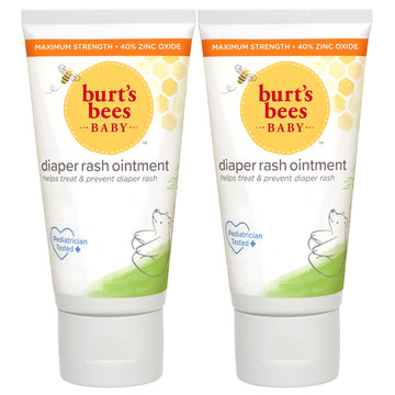 Burts Bees Baby Diaper Rash Ointment, Maximum Strength, 40% Zinc Oxide, 100% Natural Origin, Pediatrician Tested, Net Weight 3 