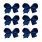 6 Pcs 3 Grosgrain Ribbon Hair Accessories - Alligator Clips, Solid Color Toddler Bows For Kids (Navy Blue)
