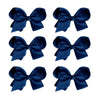 6 Pcs 3 Grosgrain Ribbon Hair Accessories - Alligator Clips, Solid Color Toddler Bows For Kids (Navy Blue)