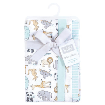 Hudson Baby Unisex Baby Cotton Flannel Burp Cloths, Kangaroo, One Size