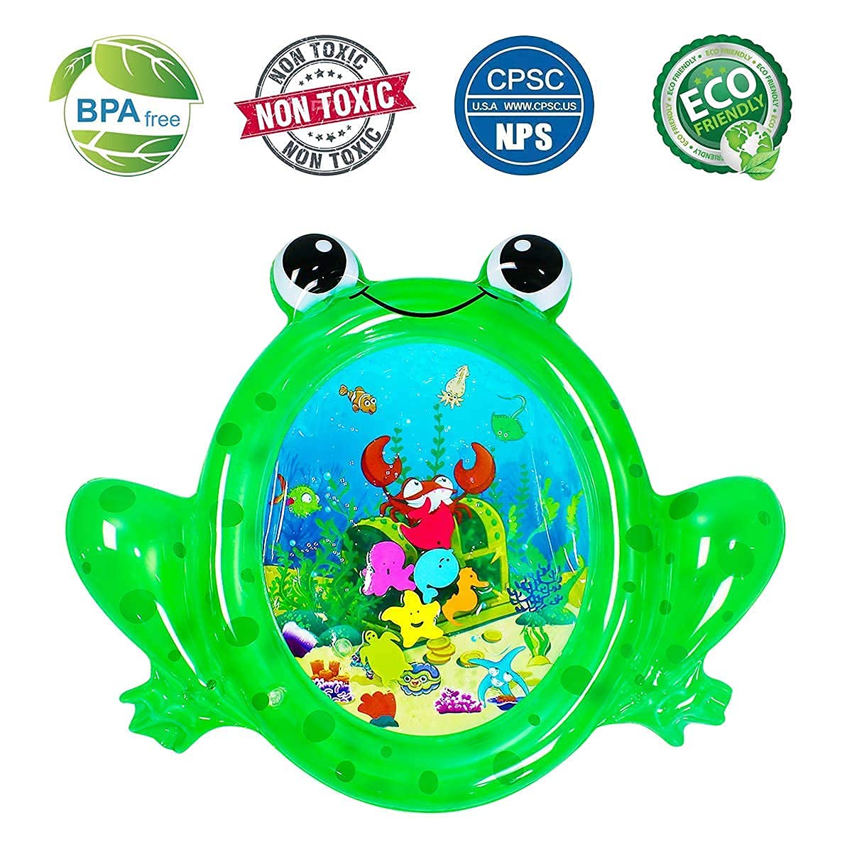 Zhuynxir Frog Infant Water Mat, Tummy Time Baby Play Mat, Inflatable Play Center For Newborn (36.5X30 In)
