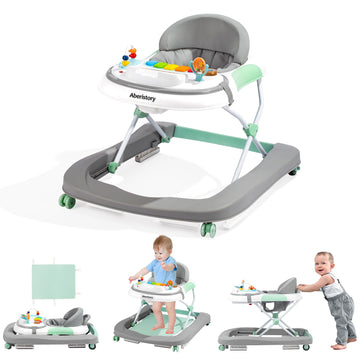 Time Followers Foldable Baby Walker 3-Stage with Music & Adjustable Wheels - Anti-Tip Design for 6-18 Months Boys Girls, with CP
