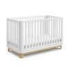 Storkcraft Santos 3-in-1 Convertible Crib (White with Natural) - GREENGUARD Gold Certified, Fits Standard Crib Mattress, Convert