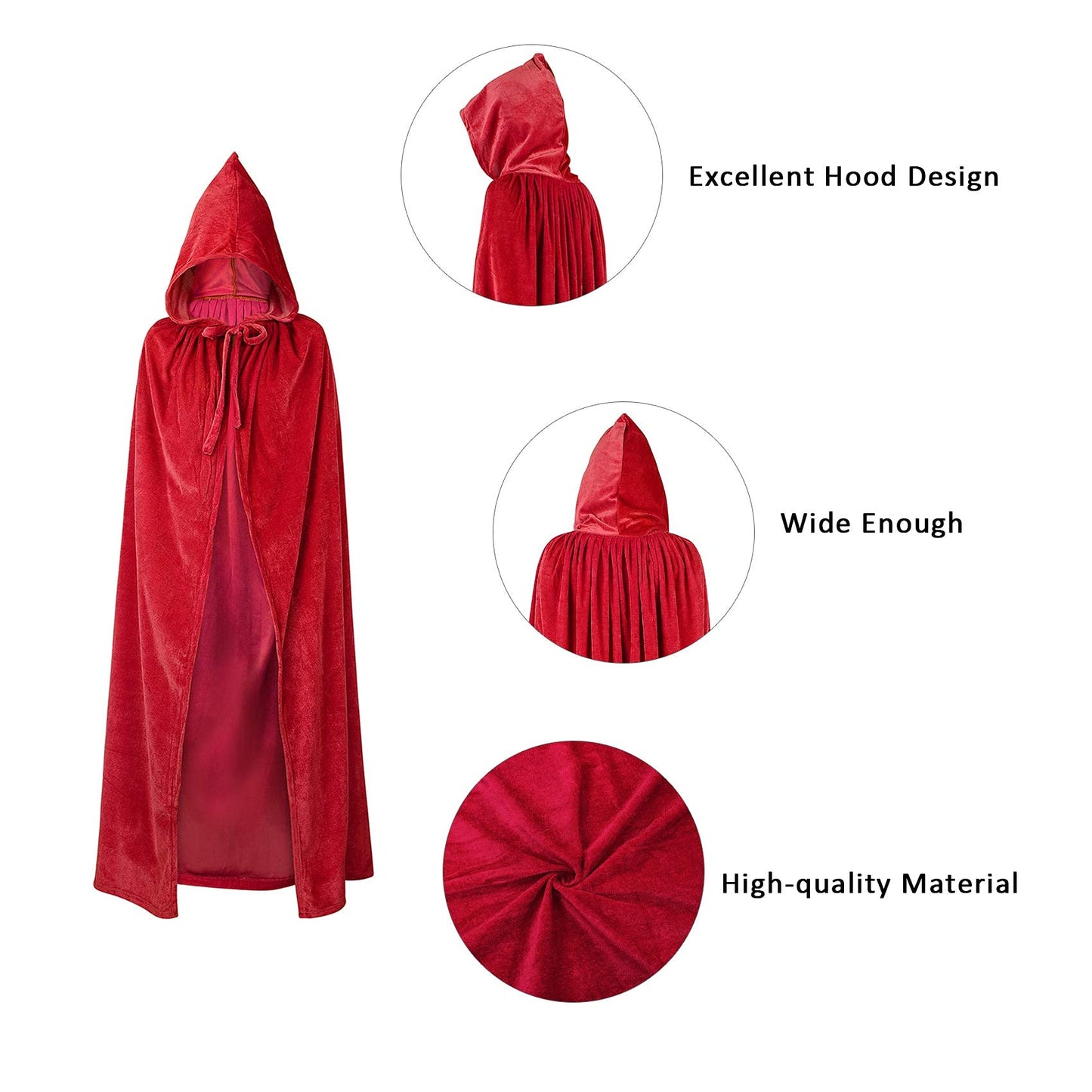 Durio Black Cape Kids Hooded Cape Black Hooded Cloak Plague Doctor Kids For Halloween B Black X-Small