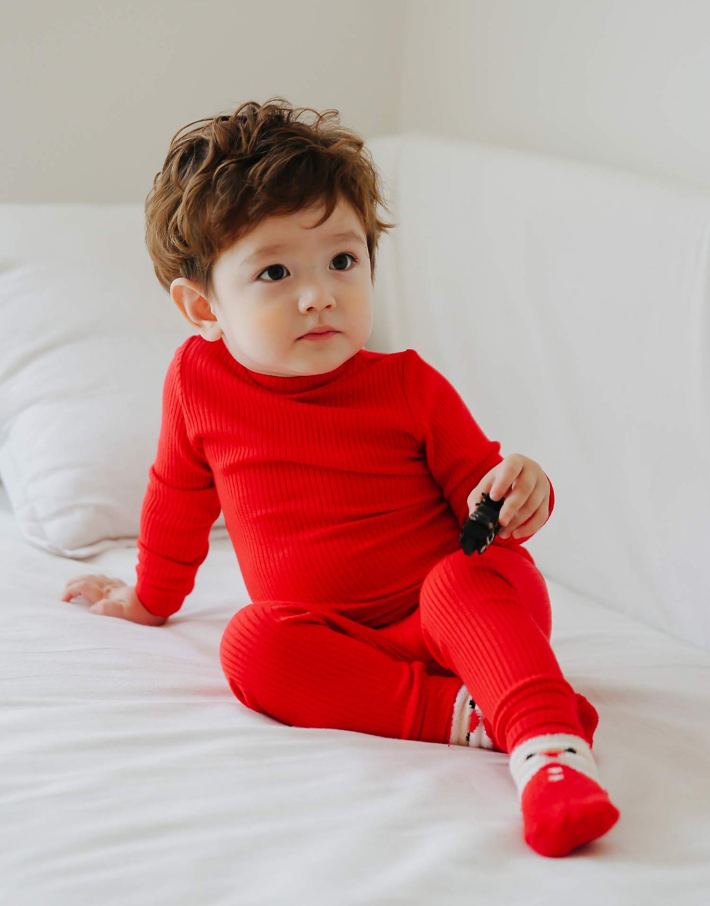 Vaenait Baby Infant Toddler Kids Girls Boys Modal Sleepwear Pajamas 2Pcs Set Rib Knit Red Xs