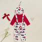 Beqeuewll Valentines Newborn Baby Boy 3Pcs Clothes Infant Long Sleeve Romper Cute Pattern Suspender Pants Overalls Outfits (Love