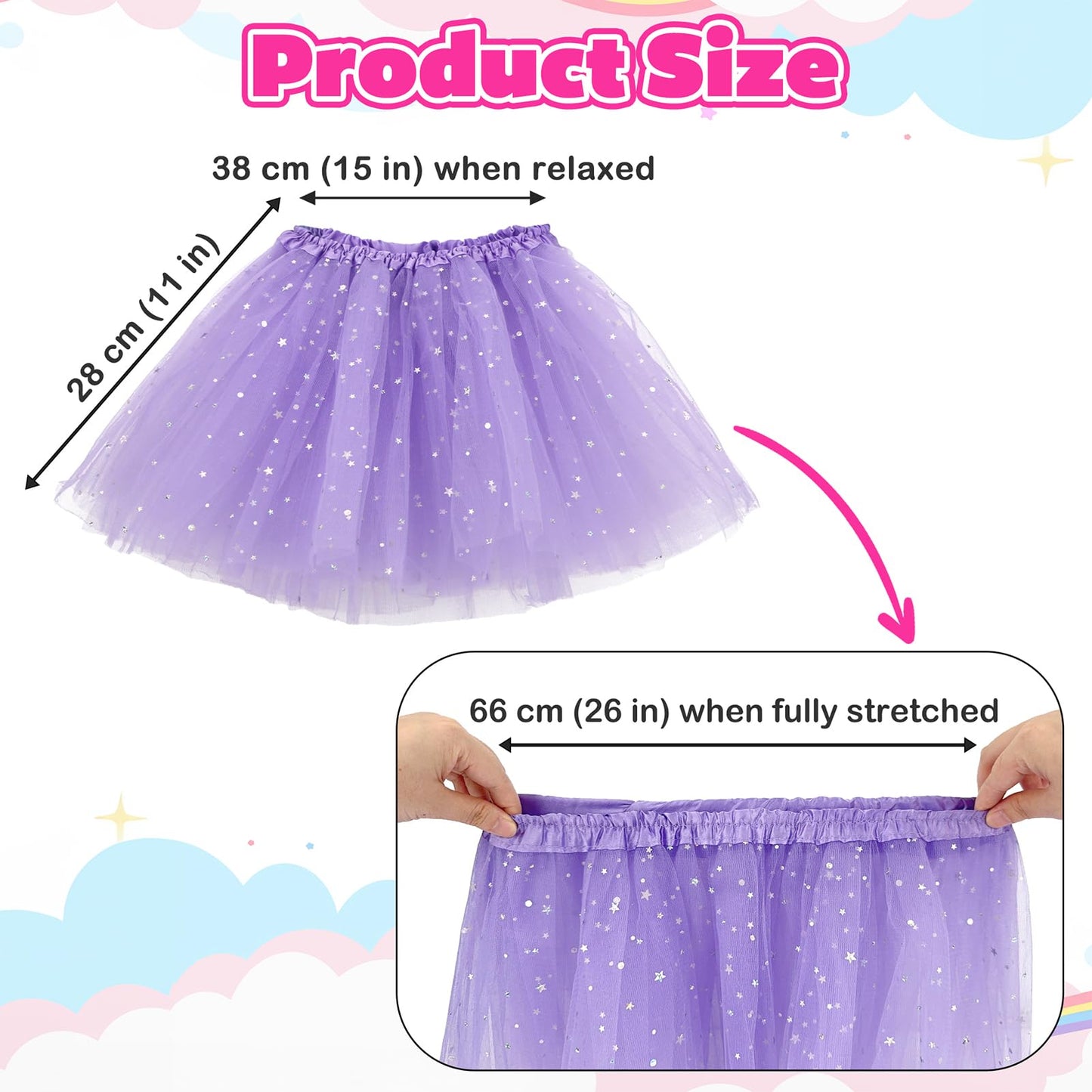 Kilofly 6Pc Girls Ballet Tutu Kids Birthday Princess Party Favor Dress Skirt Set Multicolored