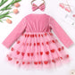 Imekis First Valentines Day Baby Girl Outfit: Toddler Valentines Day Dress Tulle Heart Velvet Long Sleeve Birthday Dress Smash C