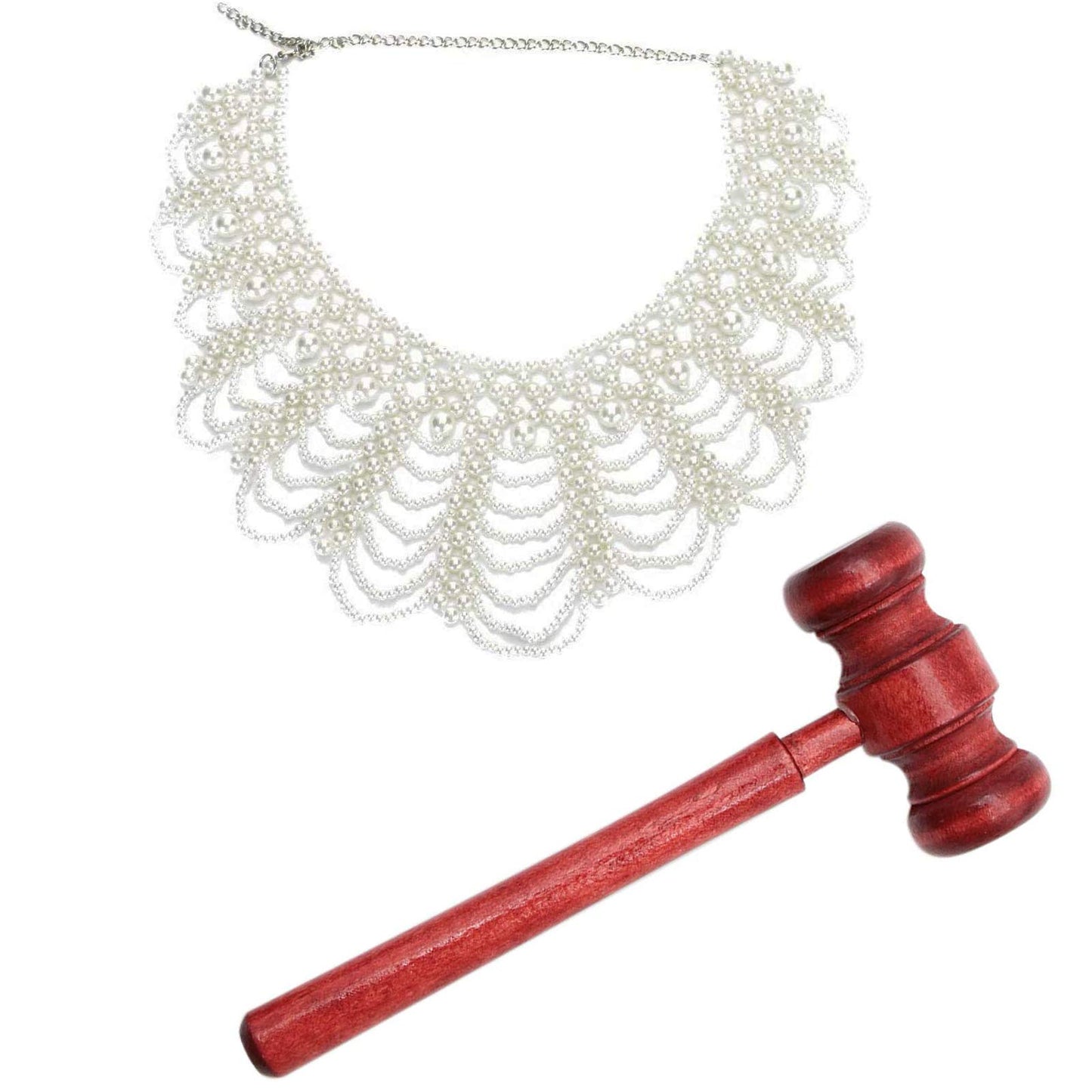 Tyoungg Ruth Ginsburg Rbg Dissent Collar Plus Wooden Courtroom Gavel For Halloween Cosplay Party Favors For Girls