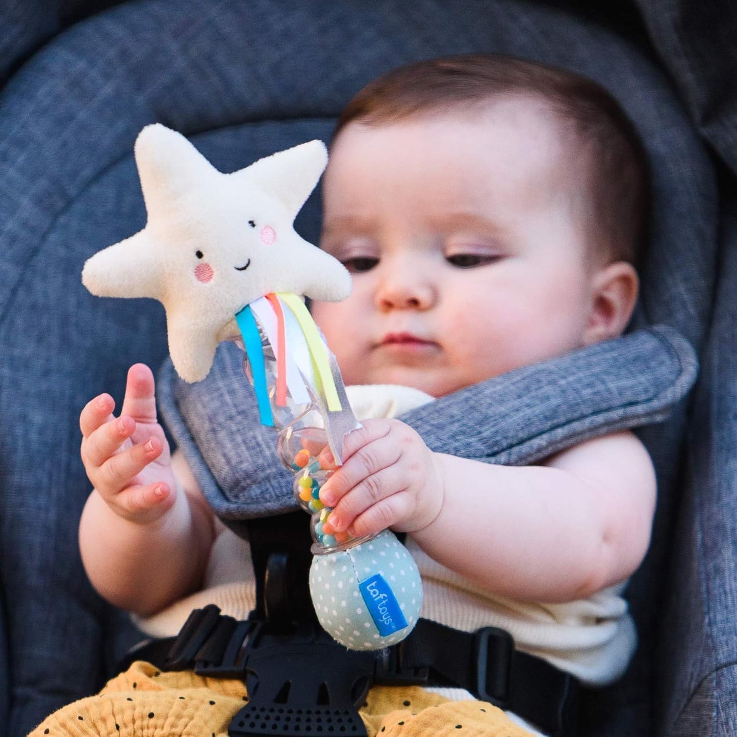 Taf Toys Star Rainstick Rattle, Musical Shake & Rattle Rainmaker Toy, Musical Instrument for Babies and Toddlers for Sensory and