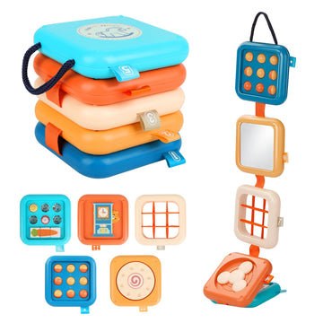 ZCOINS Toddler Travel Toys Busy Cube, Montessori Busy Board for Toddlers, Fine Motor Skills Toys for 1.5-2 Year Old, Toddler Sto