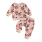 RSRZRCJ Toddler Baby Girl Football Outfit Long Sleeve Football Bow Print Sweatshirt Jogger Pants 2PCS Fall Clothes Set (Pink, 12