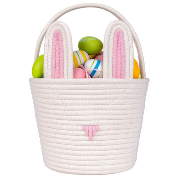 Cubesland Easter Bunny Basket Easter Buckets For Kids With Ear, Easter Egg Hunt Basket Bags Easter Gifts For Girls Baby Kids Chi