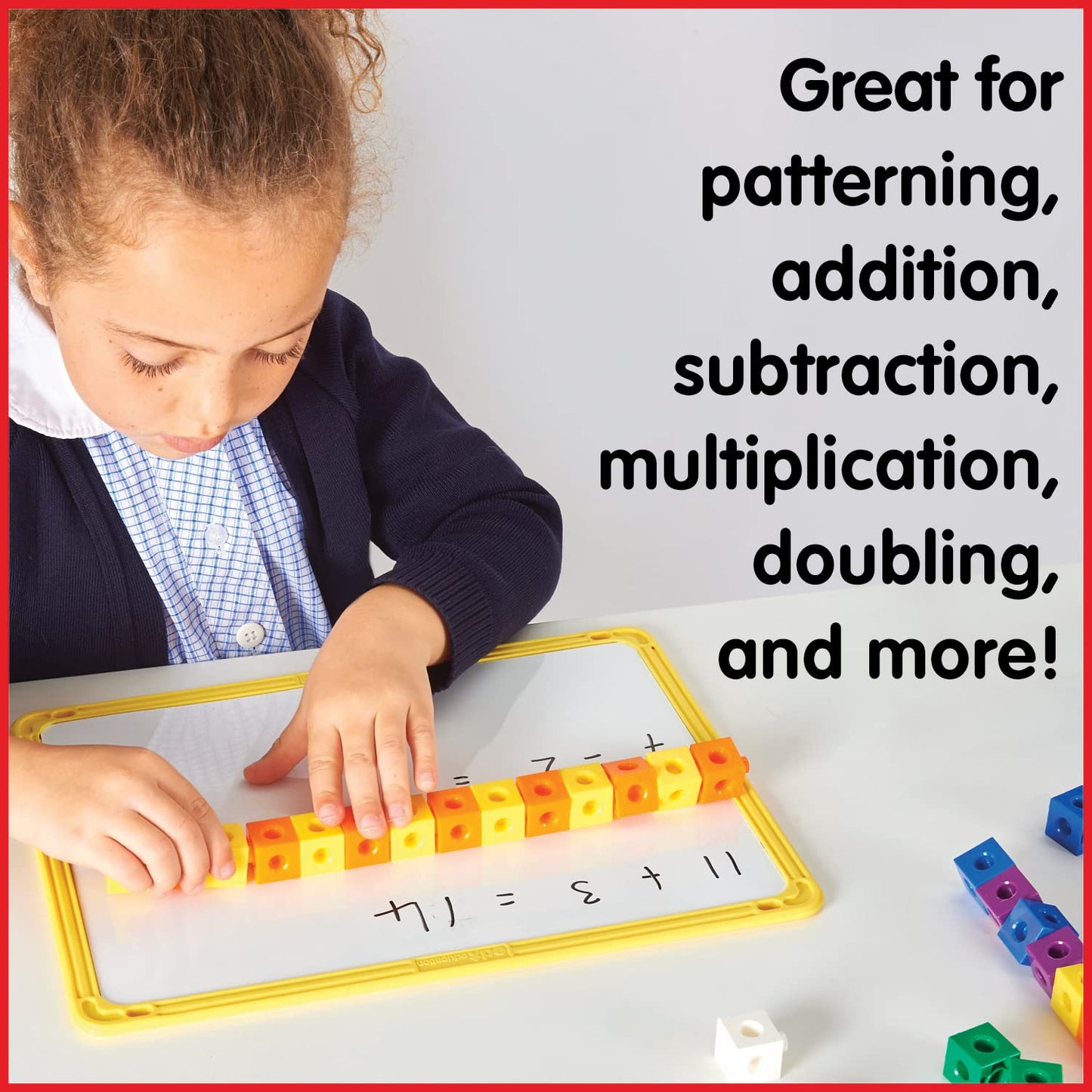 edxeducation Linking Cubes - Set of 100 - Connecting and Counting Snap Blocks for Construction and Early Math - For Preschool an