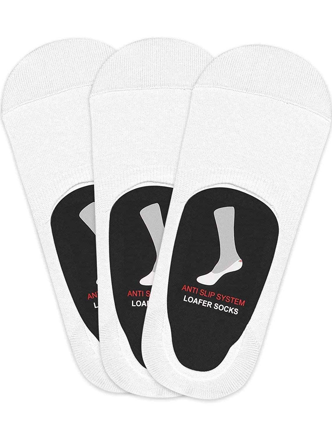 Cotson AntiSlip Unisex Cotton Invisible No Show Cotton Loafer Socks With Anti Slip Silicon Grip (White, Pack Of 3)