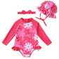 SODLON Baby Girl Swimsuit 6-9 Months 9-12 Month Girls Rash Guard Bathing Suit Ruffle Rose Pink Daisy One-Piece Long Sleeve Infan