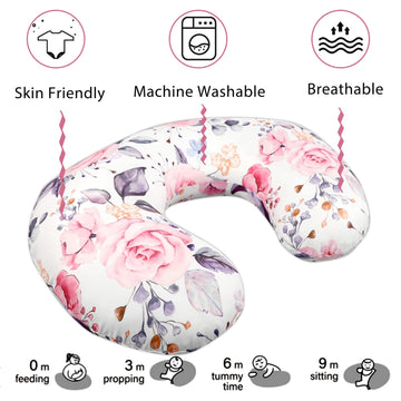 Nursing Pillow Cover Breastfeeding Pillow Slipcover for Moms Soft Breathable Organic Knit Fabric Newborn Infant Feeding Pillow C