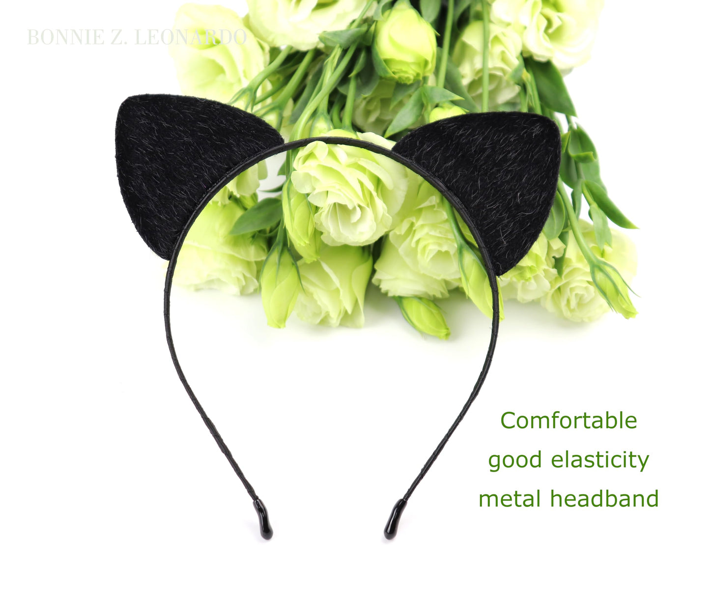 Bonnie Z. Leonardo Black Cat Ears Headband Furry Padded Catwomen Headbands Cat Black-F