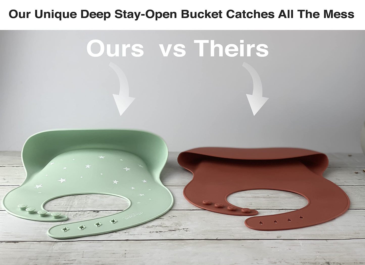 Otterlove Silicone Bib-100% Pure Platinum Lfgb Baby Bibs 6-48 Months-No Fillers-Bpa And Phthalate Free (2 Bib Pack - Blue Elepha