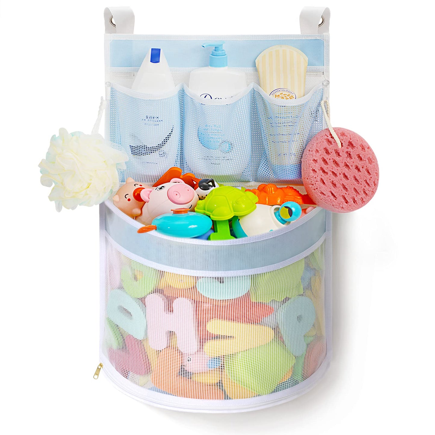 Ligereza Bath Toy Organizer, Rapid Drying, Multiple-Suspension Bath Toy Holder, Large Capacity Multi Use Bathtub Toy Storage Bag