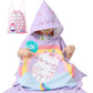 Athaelay Kid Girls Hooded Towel for Bath Beach, Toddlers Poncho Cover-ups Pool Swimwear, Cat Theme with Drawstring Bag