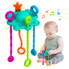 Montesorri-Toys - Montessori Pull String Toy - Made of 100% Food Grade Silicone with Built-in Rattle Function and Easy to Clean 
