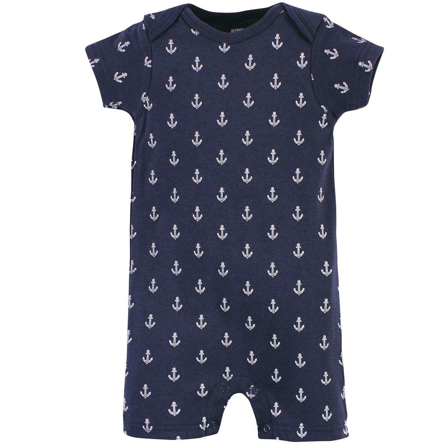 Hudson Baby Unisex Baby Cotton Rompers, Blue Shark, 0-3 Months