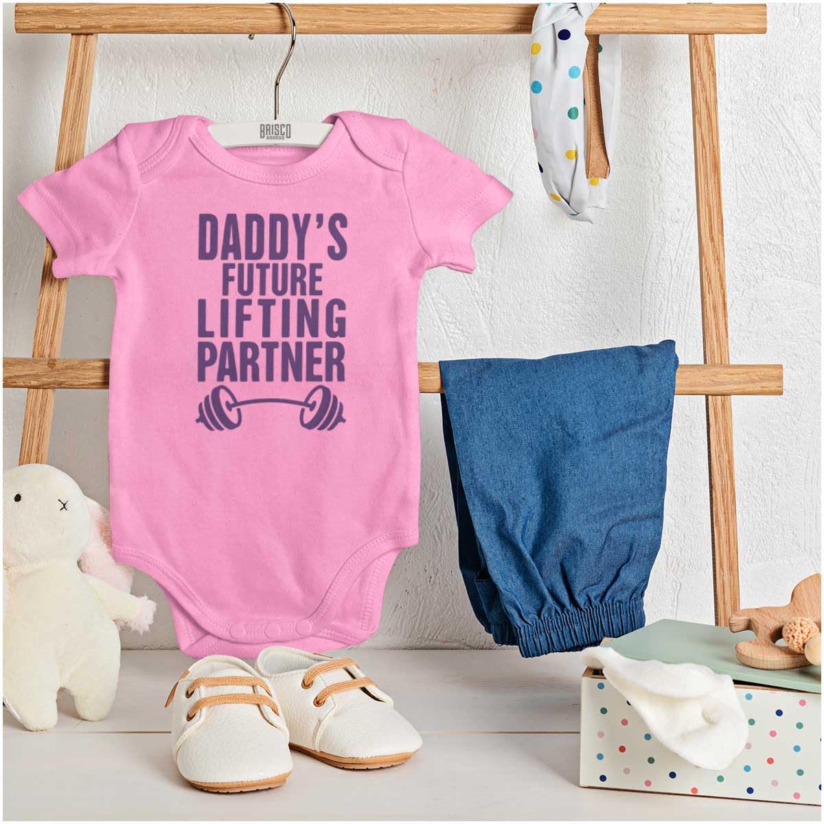Brisco Brands Fathers Day Daddys Future Gym Partner Baby Bodysuit Jumper Boys
