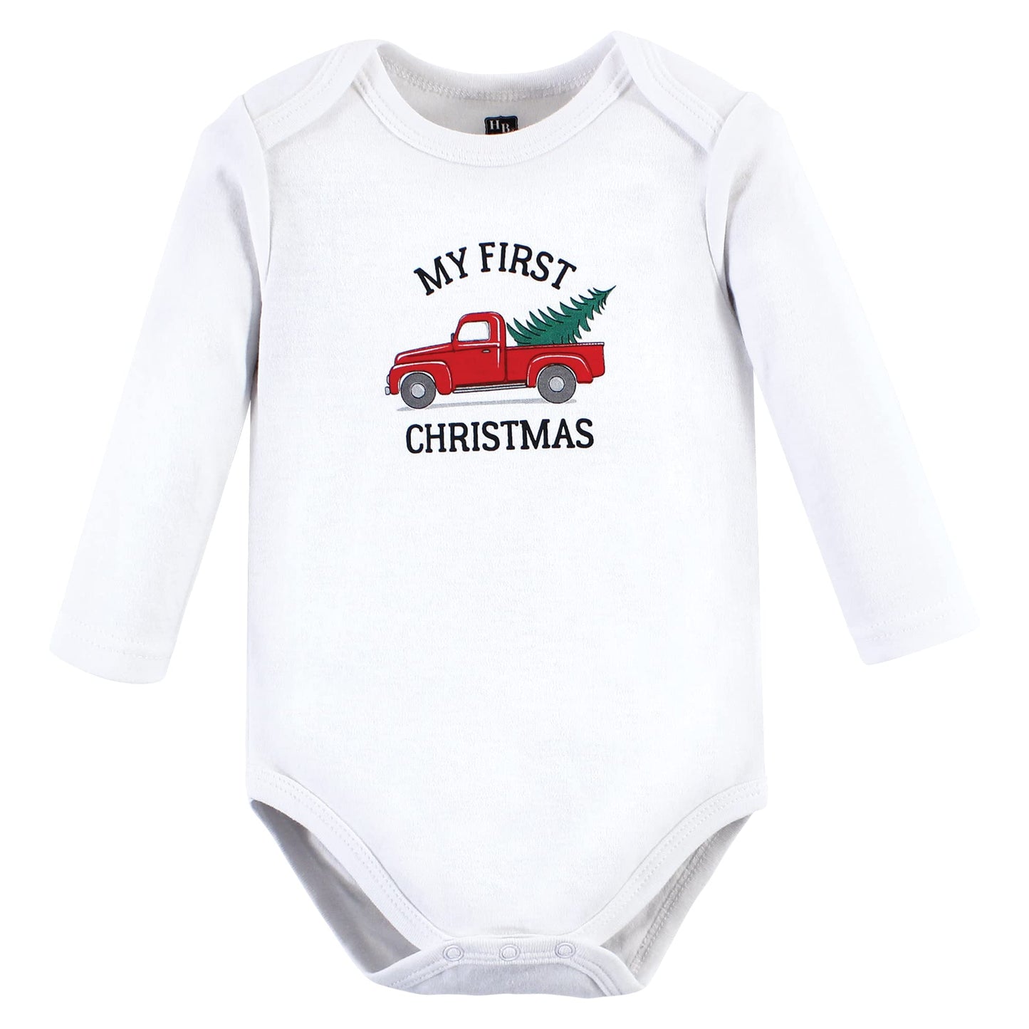 Hudson Baby Unisex Baby Cotton Long-Sleeve Bodysuits, Christmas Tree 3-Pack, 6-9 Months