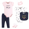 Hudson Baby Unisex Baby Cotton Layette Set, Girl Daddy Pink Navy, 9-12 Months